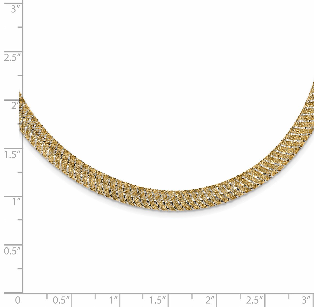 Leslie's 14K Two-tone Polished Mesh Stretch Necklace-4