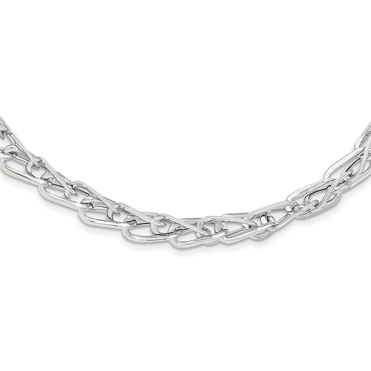 14k White Gold Polished Fancy Link Necklace