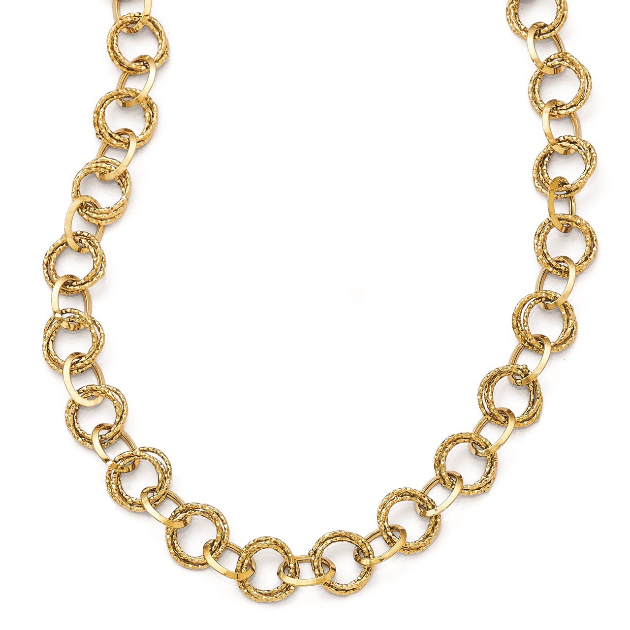 Leslie's 14k Polished and Textured Fancy Link Necklace