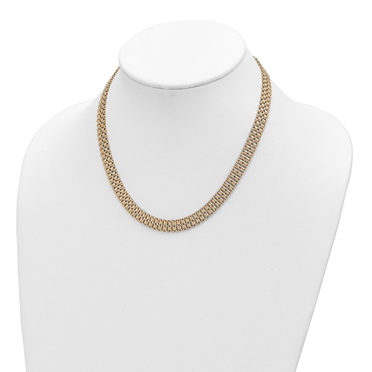 14K Brushed and Polished Basket Weave Pattern 17in Necklace-1