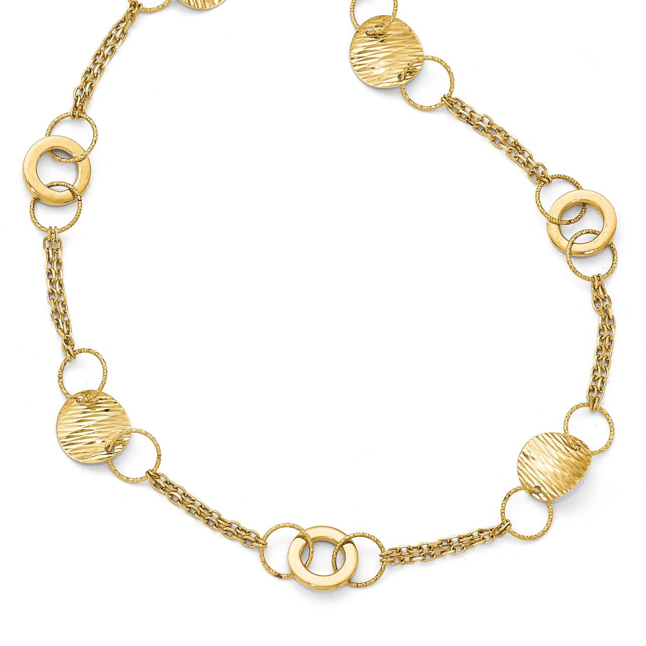 Leslie's 14k Polished Textured Fancy Link Necklace