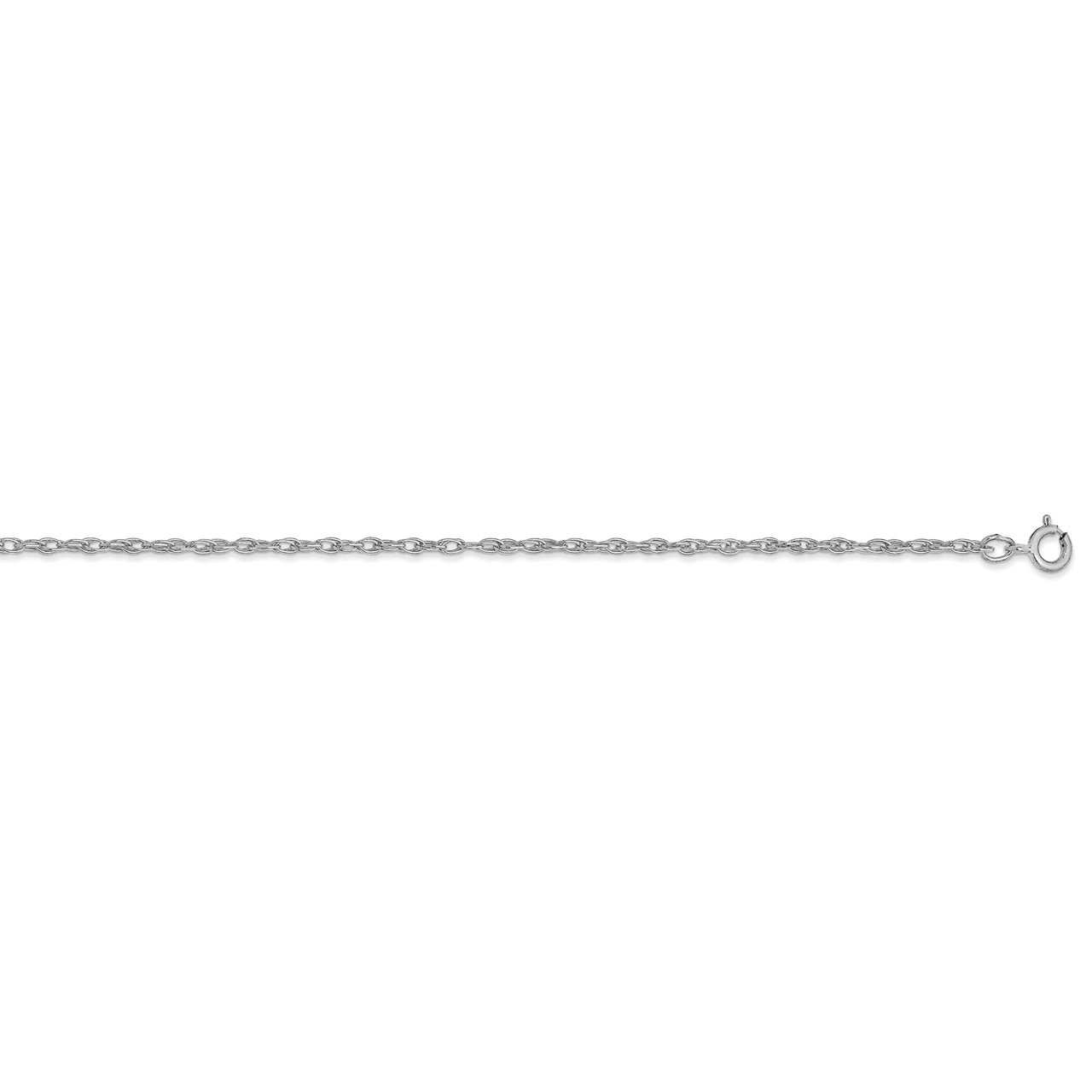 14K White Gold 1.35mm Carded Cable Rope Chain