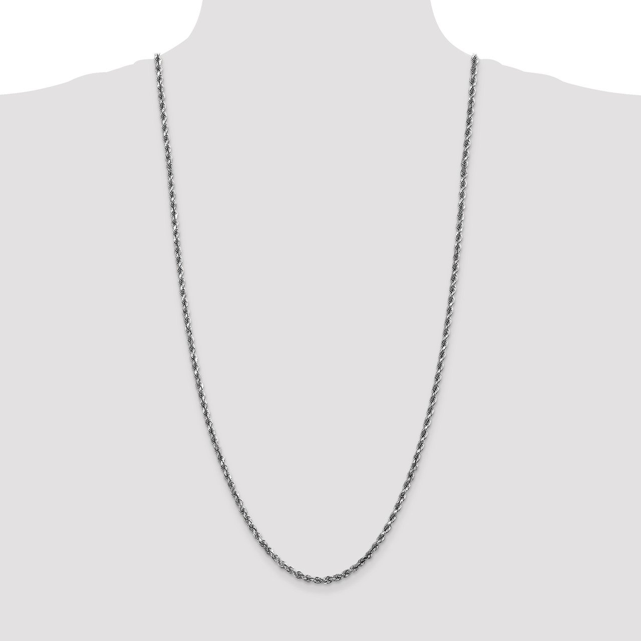 14k White Gold 3.5mm D/C Rope with Lobster Clasp Chain-1