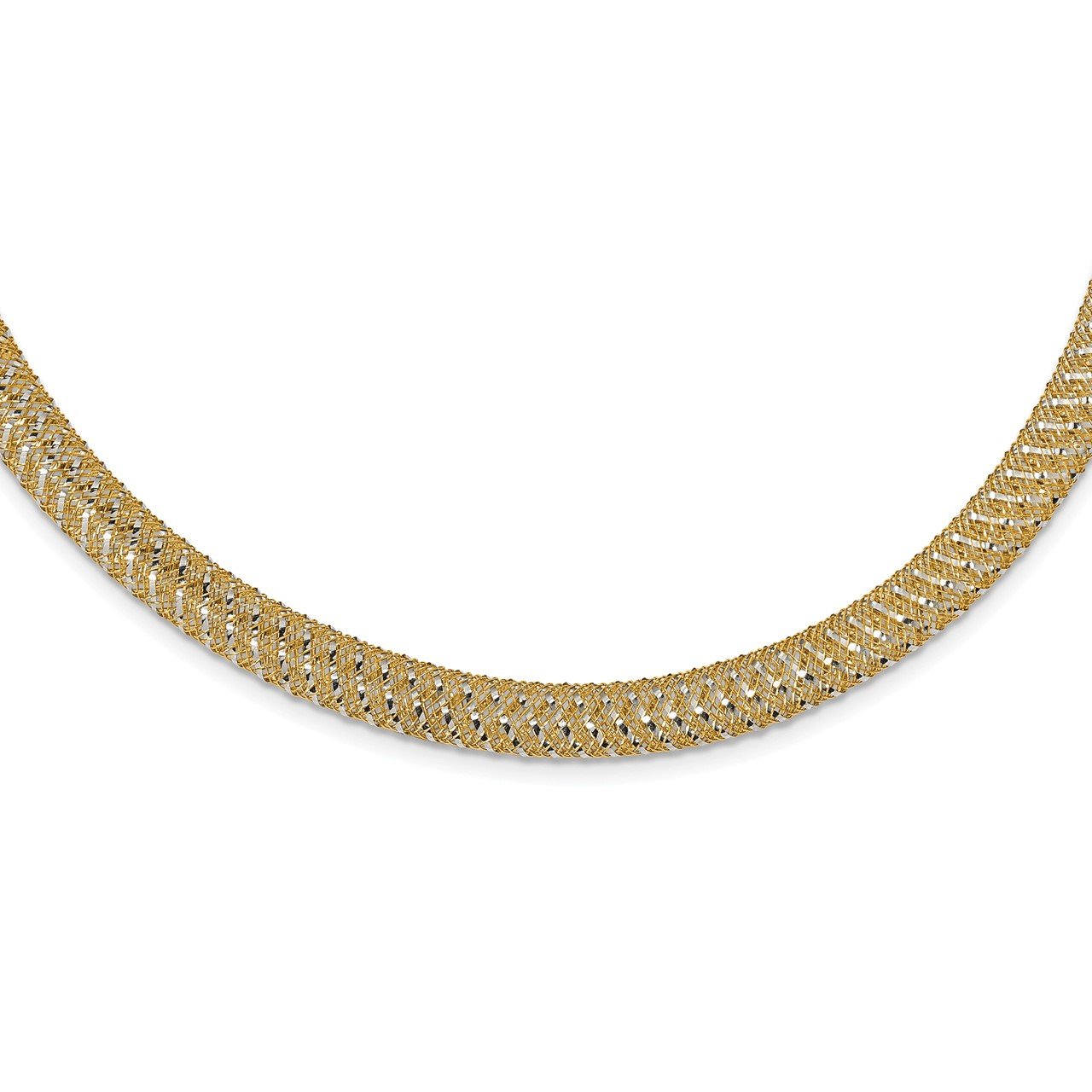 Leslie's 14K Two-tone Polished Mesh Stretch Necklace