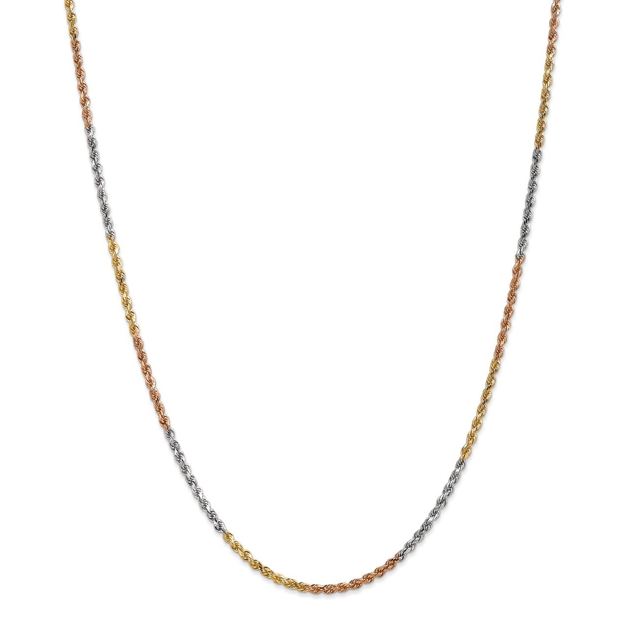 14k Tri-Color 2.5mm D/C Rope Chain