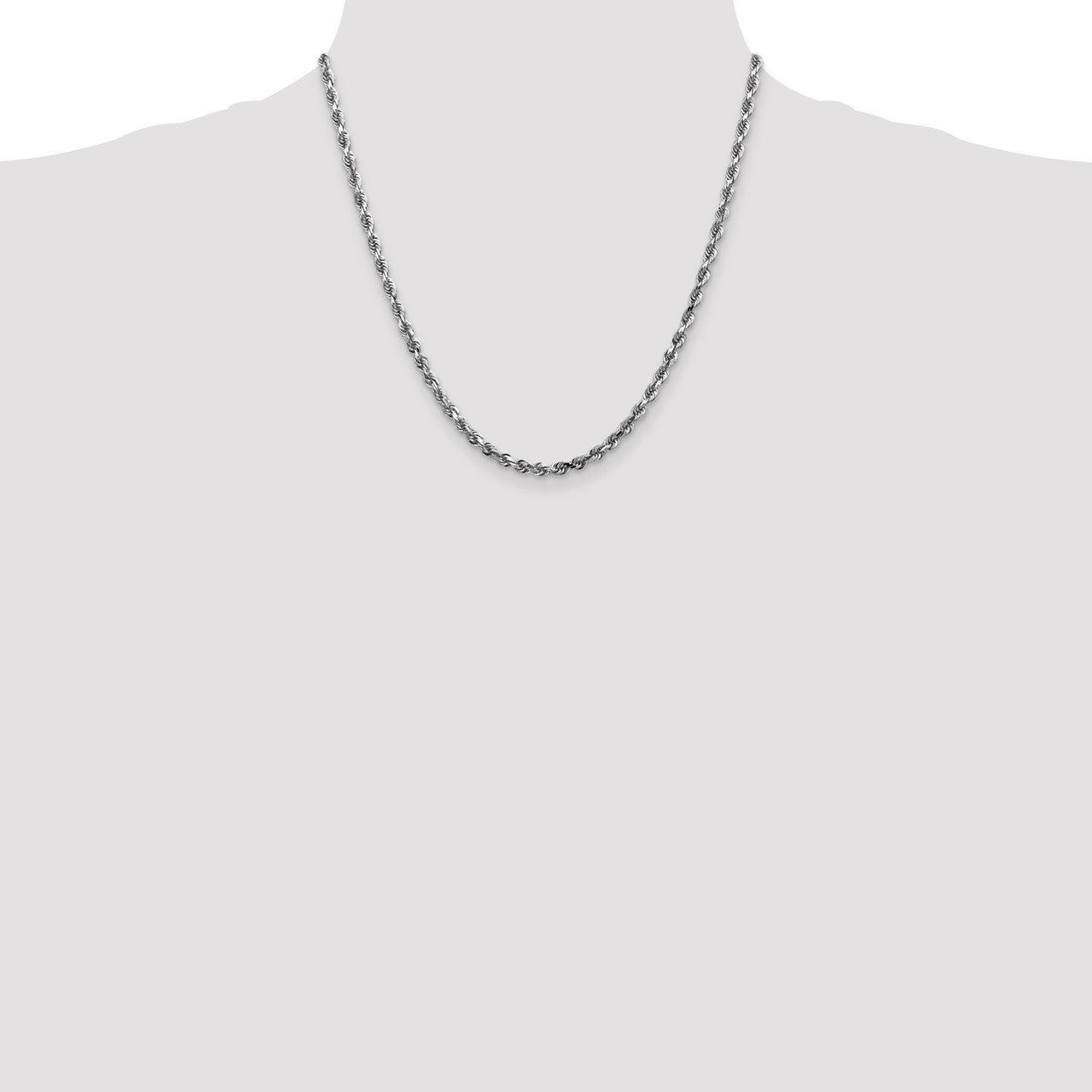 14k White Gold 4mm D/C Quadruple Rope Chain The Gold Store
