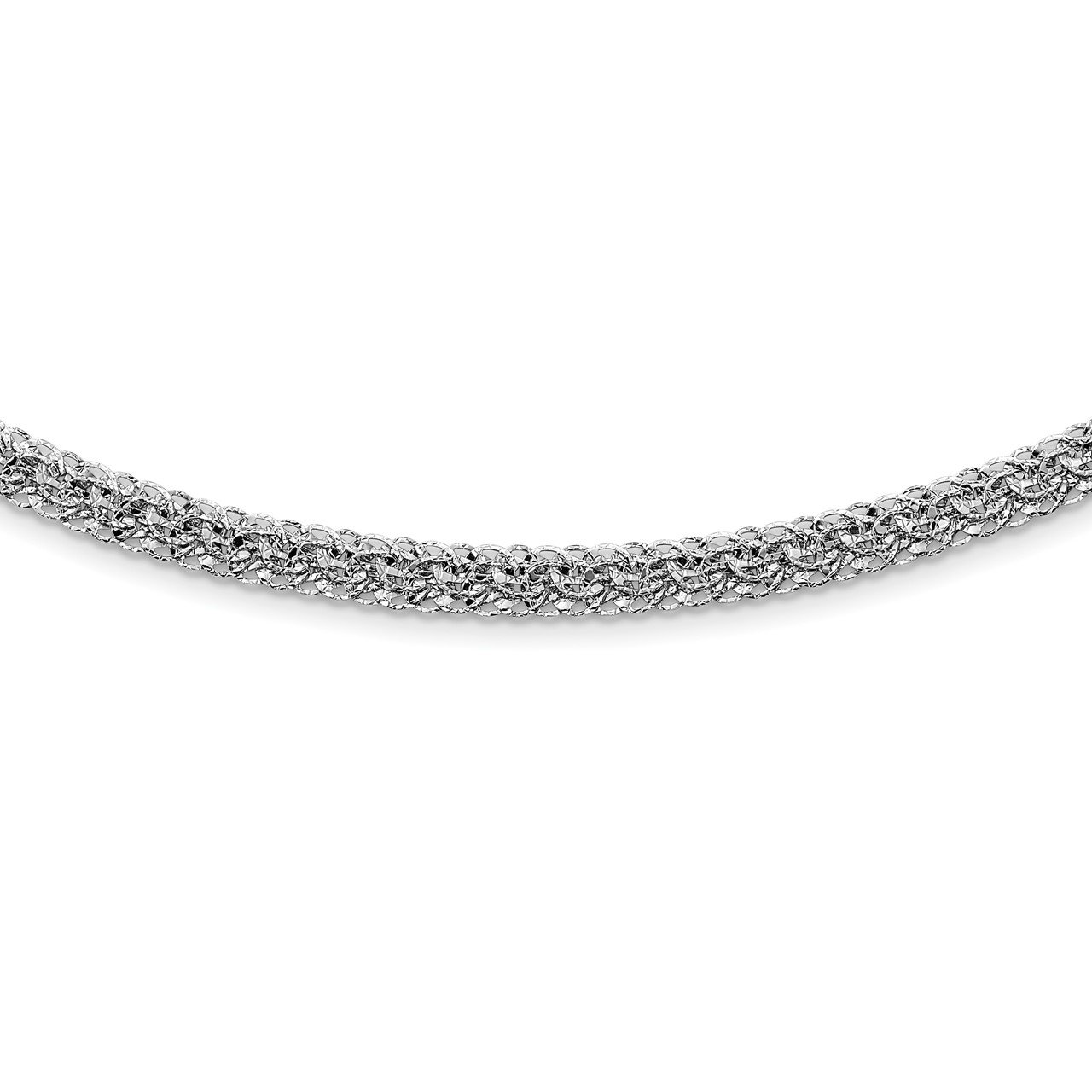 14K White Gold Polished D/C Fancy Link Necklace