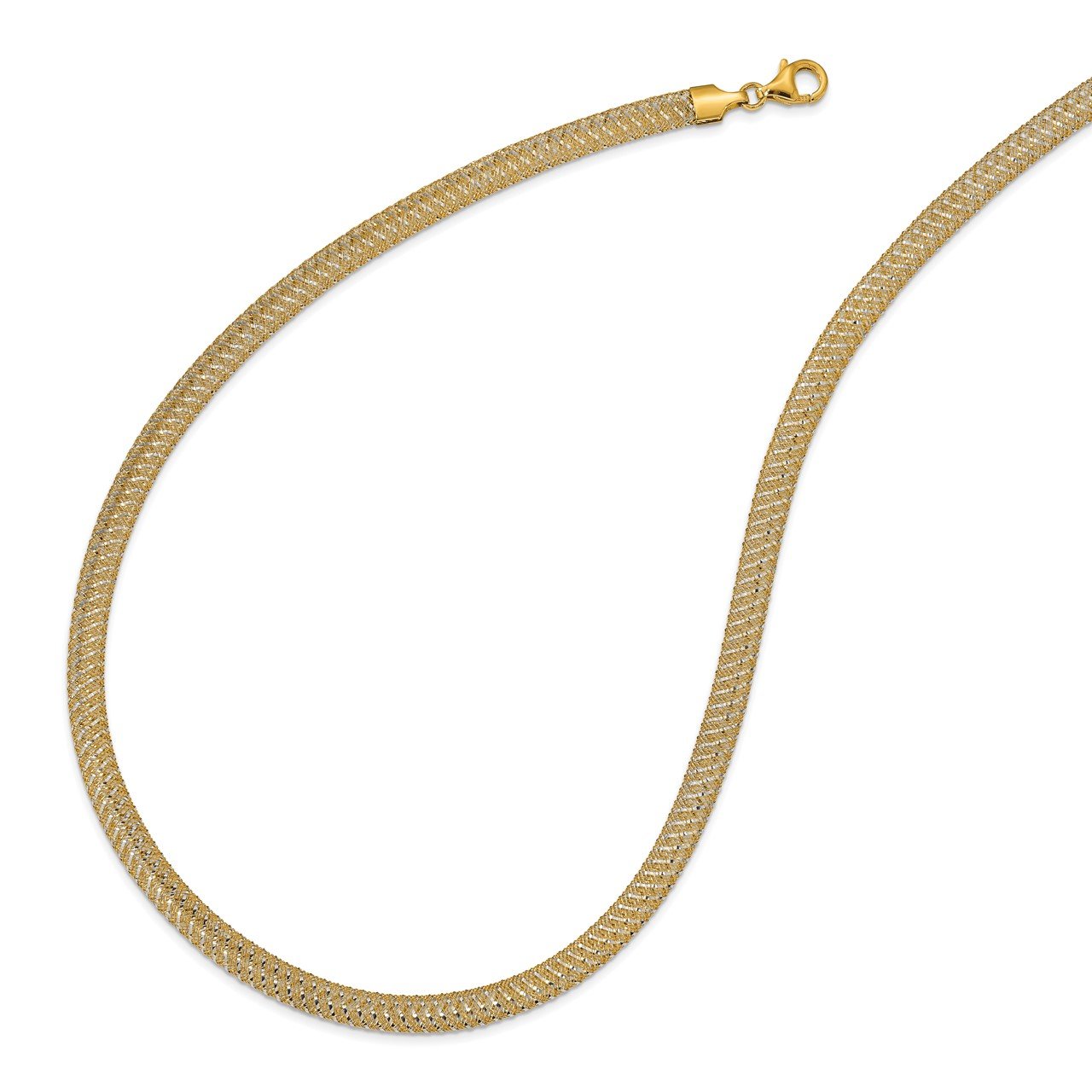 Leslie's 14K Two-tone Polished Mesh Stretch Necklace-1