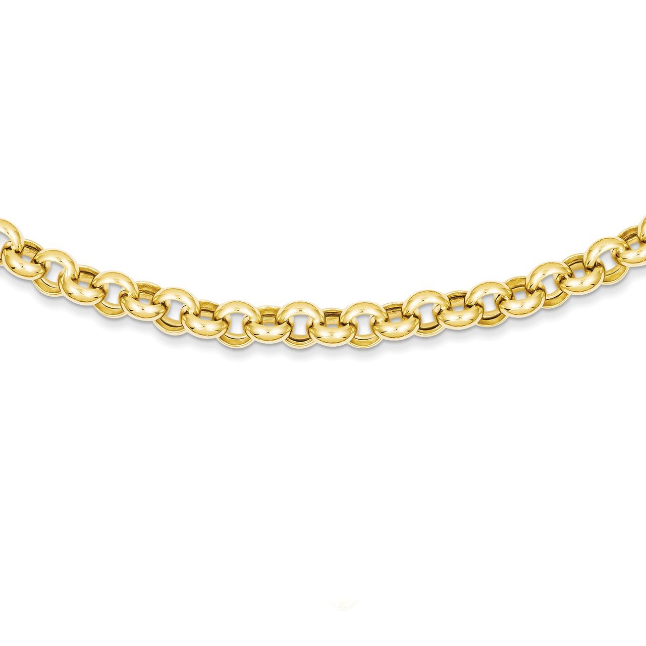 14k 18in 7mm Polished Fancy Rolo Link Necklace