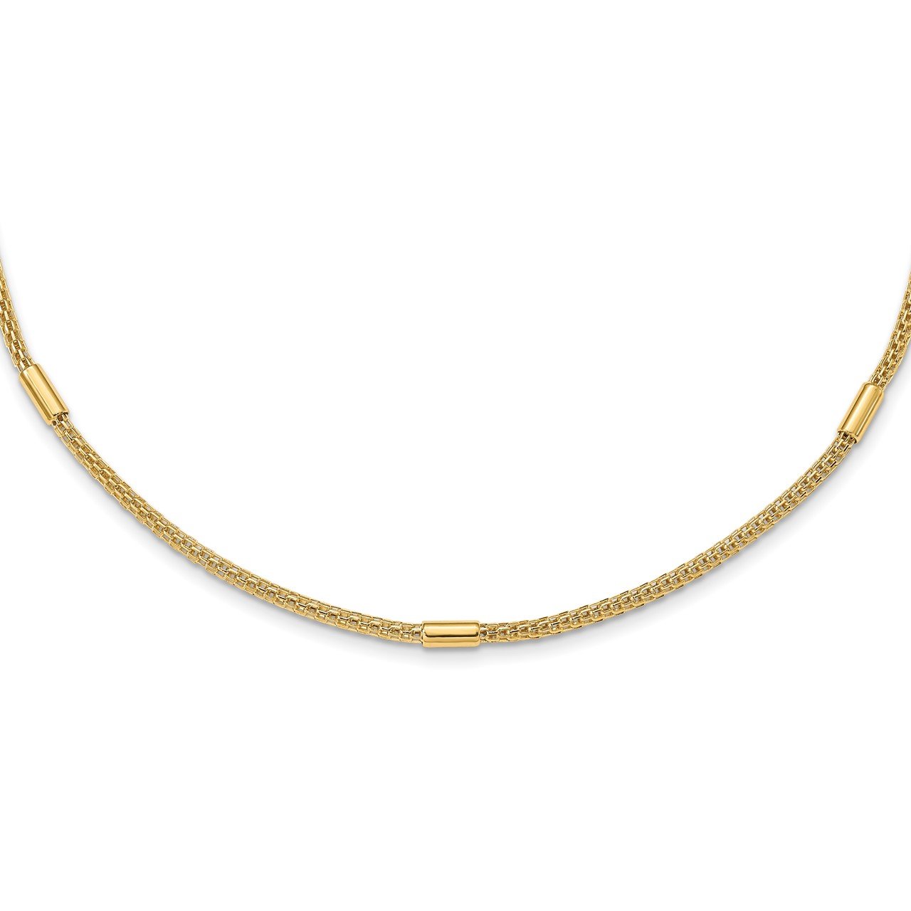 14K Polished Mesh Fancy Link Necklace