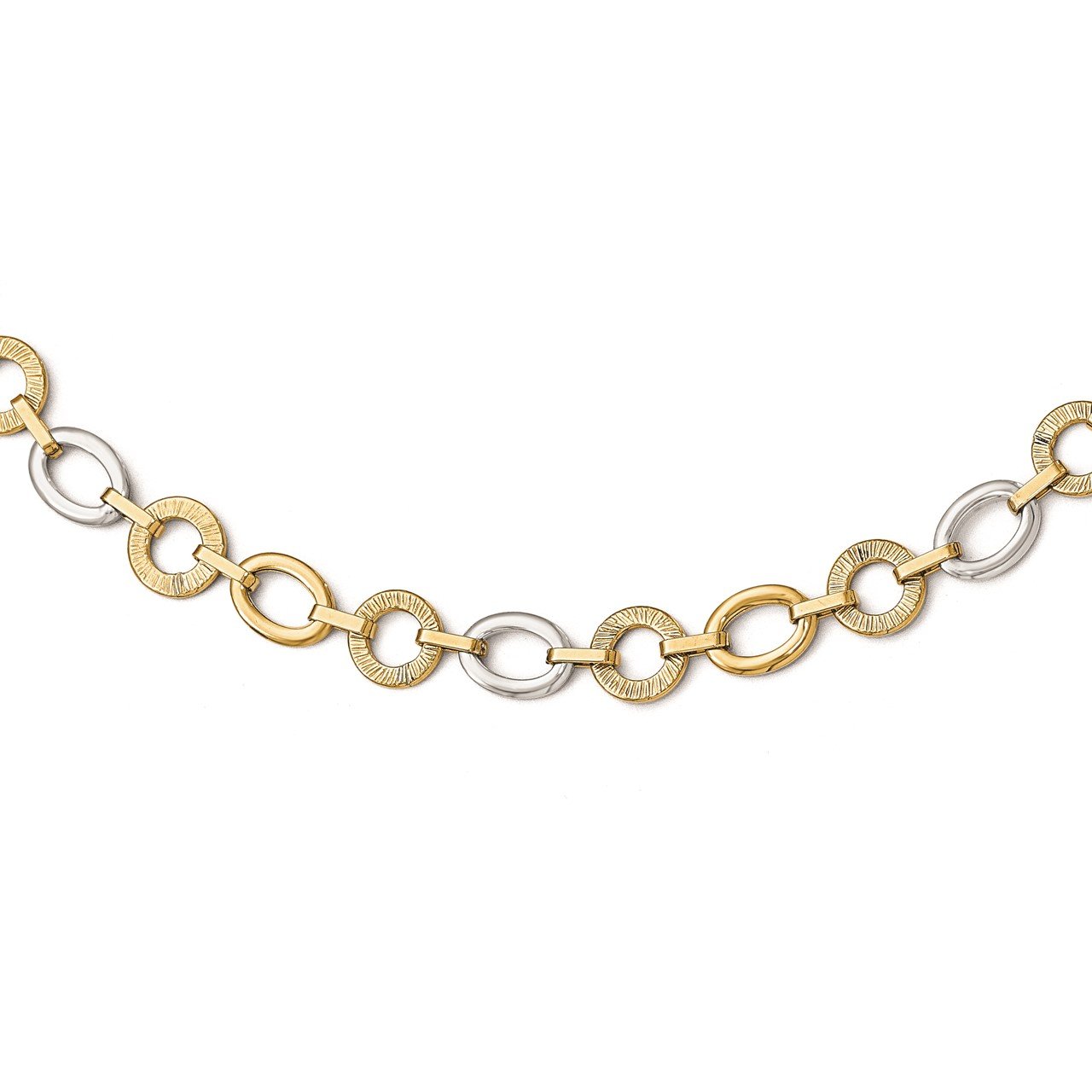 Leslie's 14k Two-tone Polished Textured Fancy Necklace
