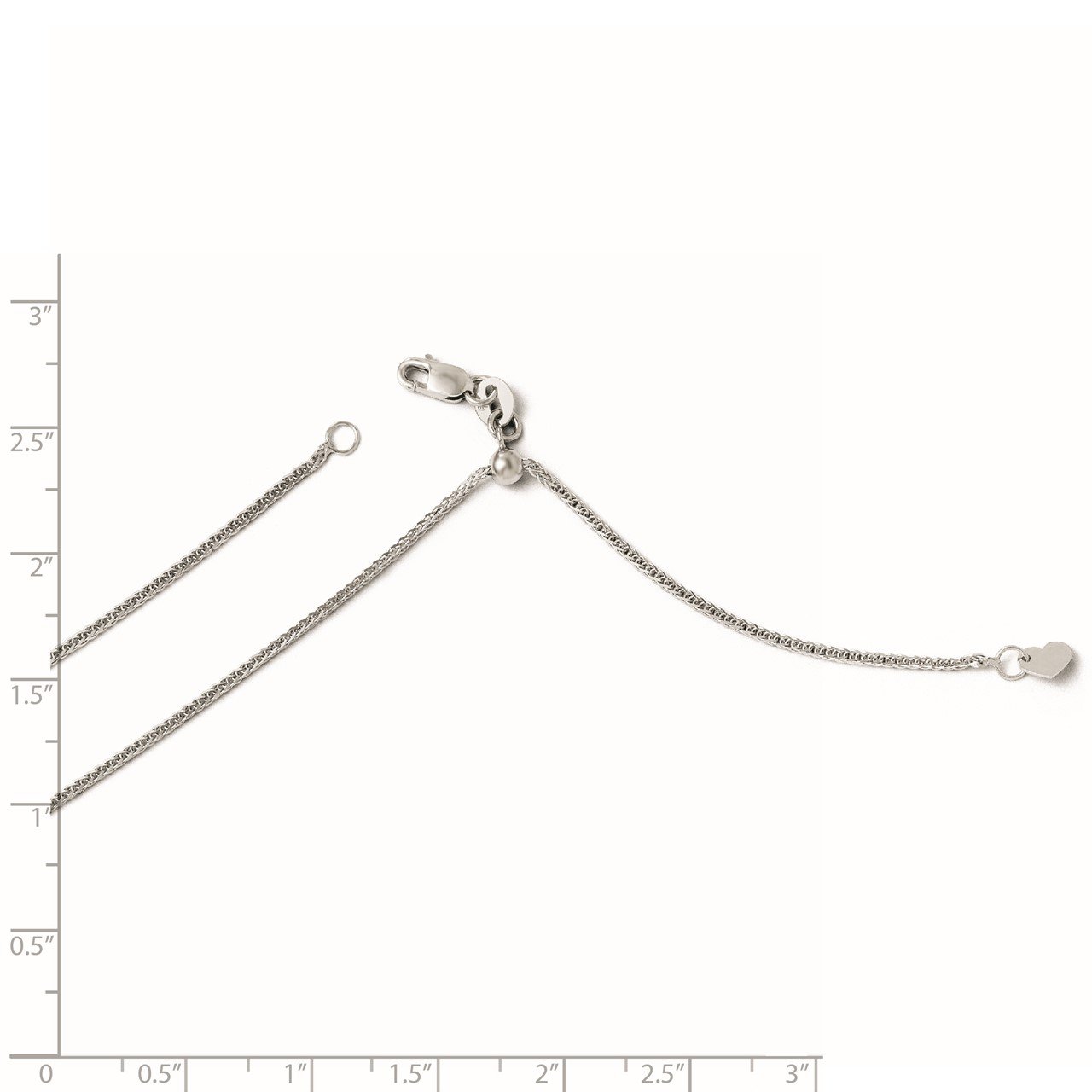 Leslie's 14K White Gold Adjustable 1mm Quadra Wheat Chain-1