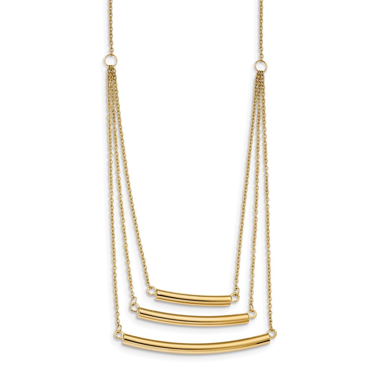 14k 3-Strand Polished Bar Necklace