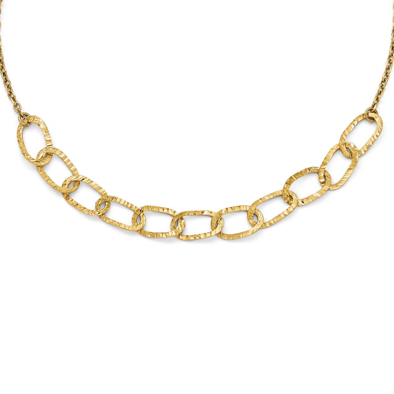 Leslie's 14k Polished and Diamond Cut Link Necklace