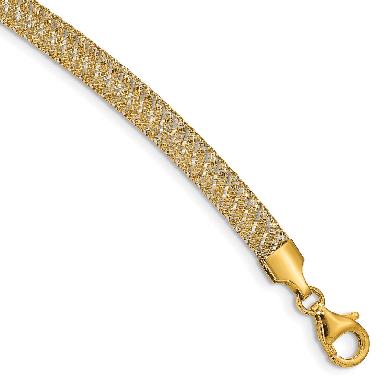 Leslie's 14K Two-tone Polished Mesh Stretch Necklace-2