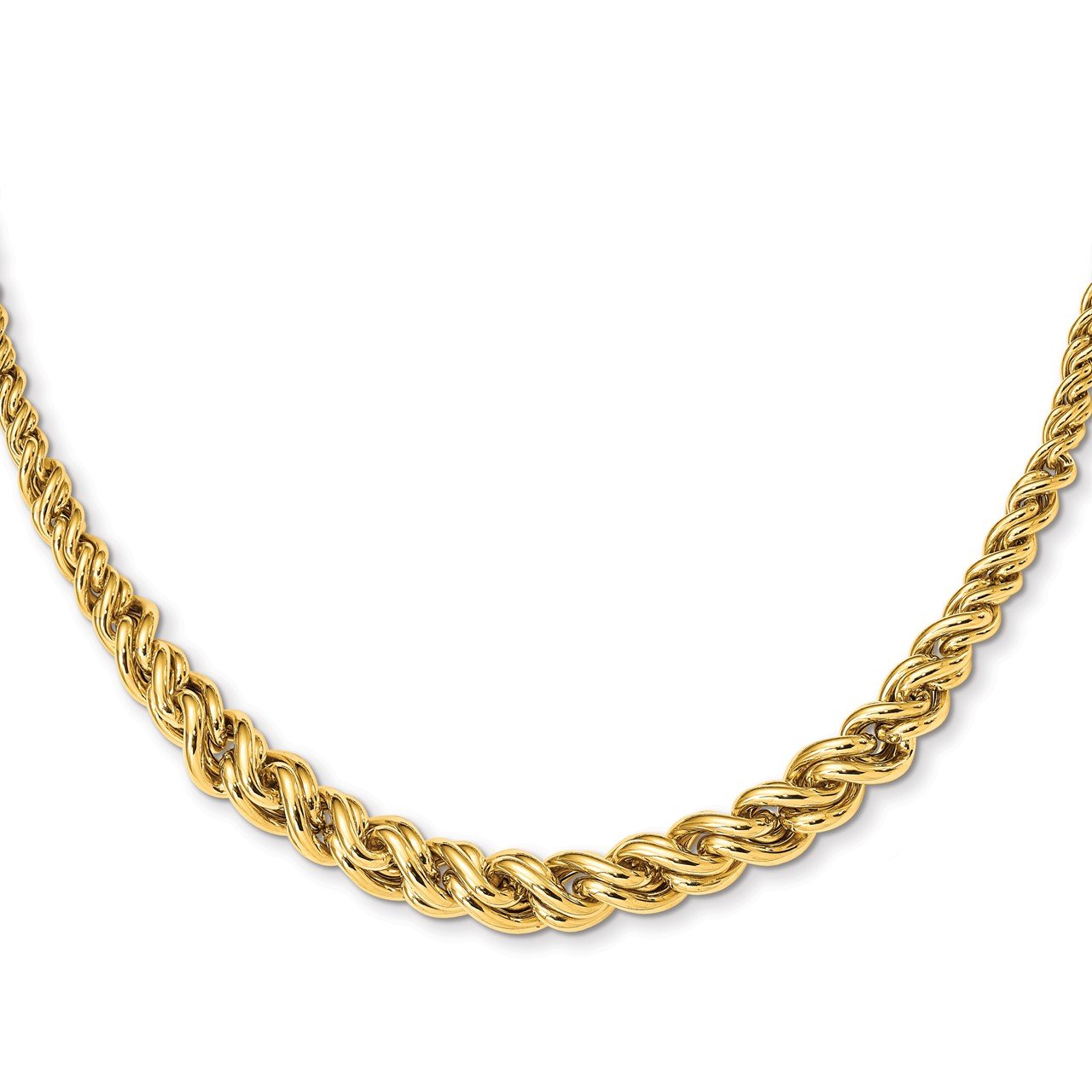 14K Yellow Gold Polished Graduated Fancy Double Curb Necklace | The ...