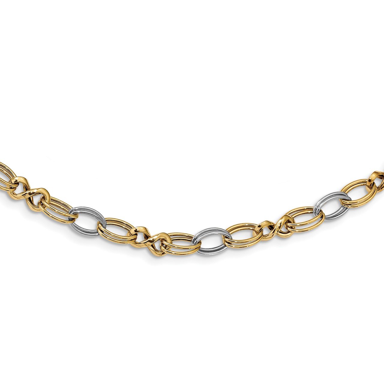 Leslie's 14K Two-tone Polished Fancy Link Necklace