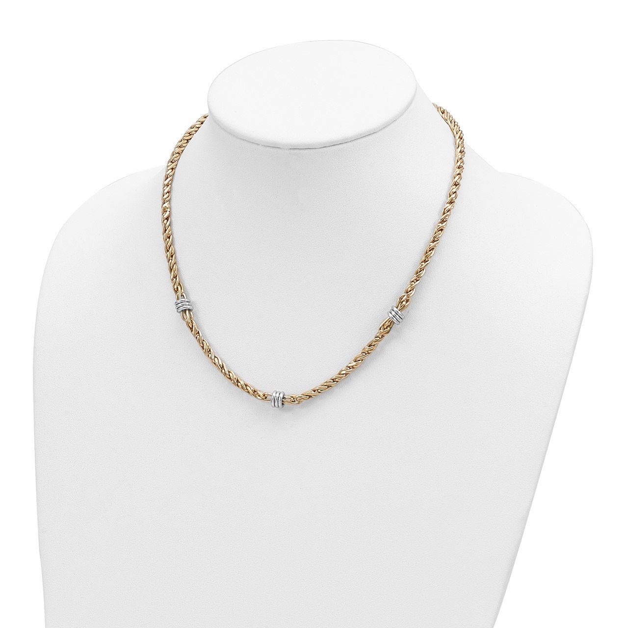 14k Two-tone Polished Twisted Fancy Link 18in Necklace-1