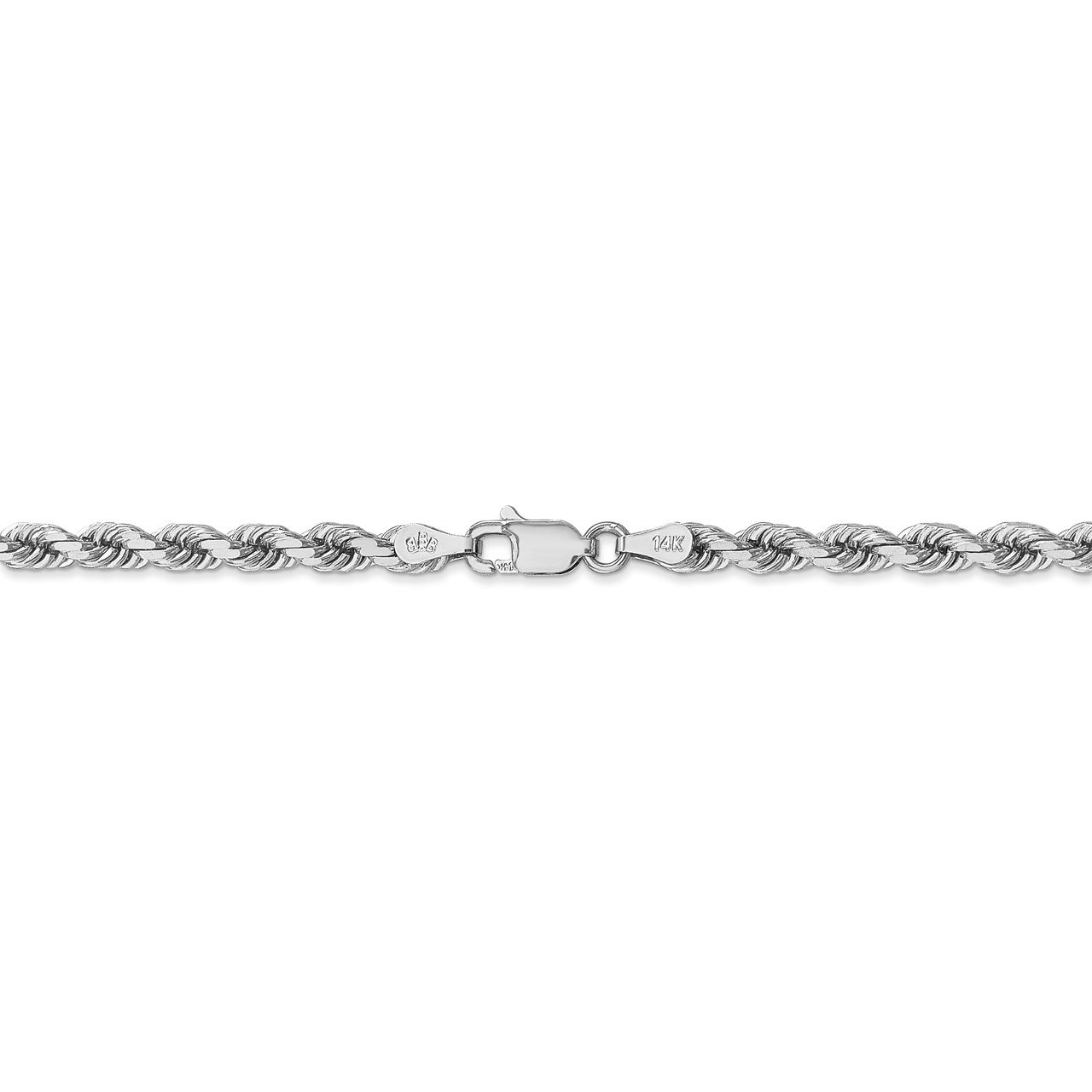 14k White Gold 4mm D/C Rope with Lobster Clasp Chain-3