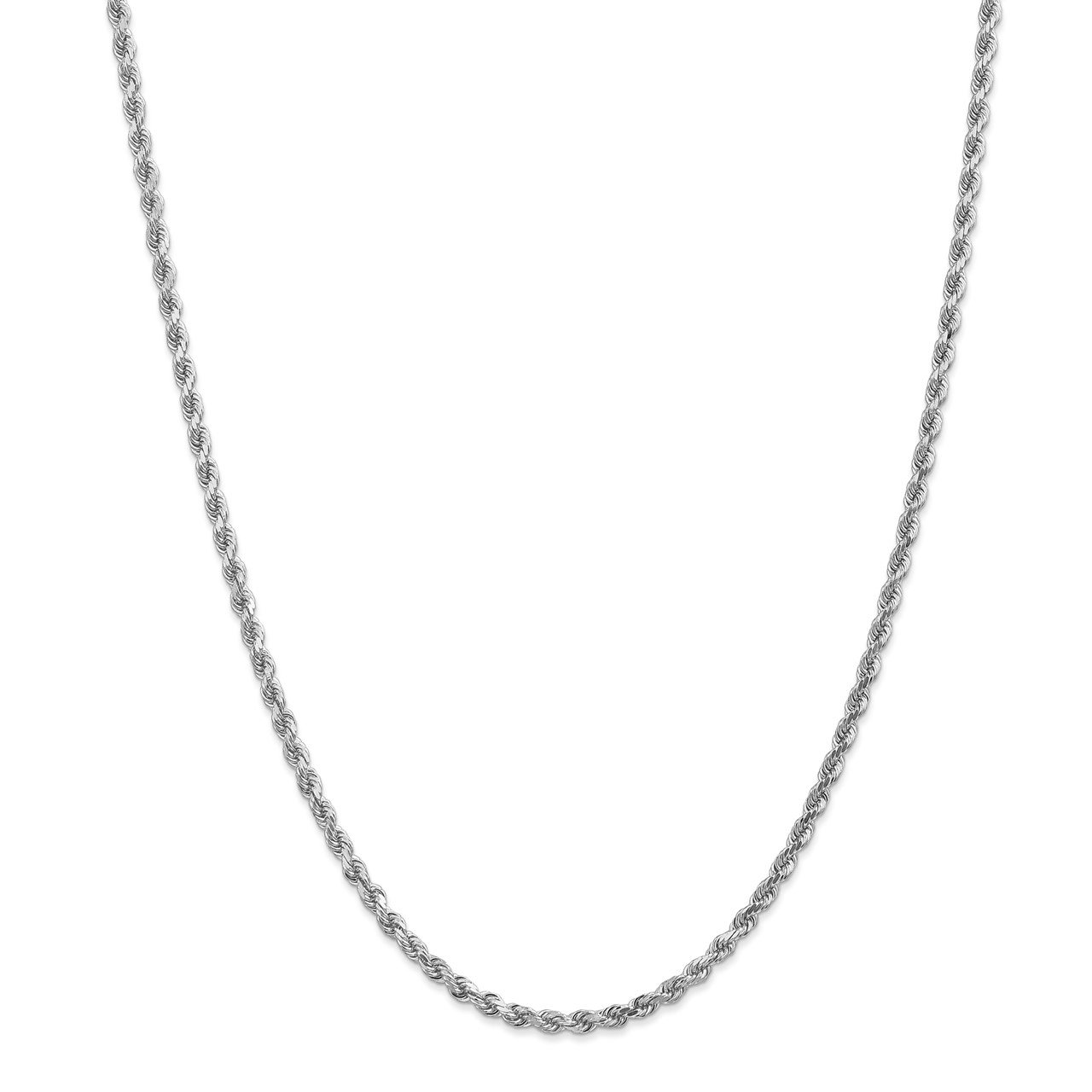 14k White Gold 3mm D/C Rope with Lobster Clasp Chain