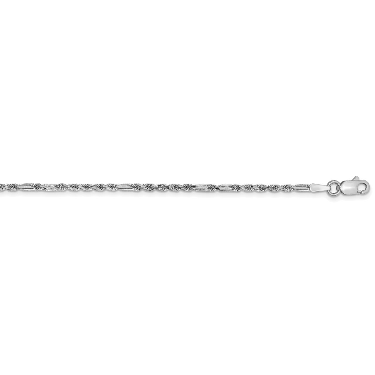14k White Gold 1.8mm D/C Milano Rope Chain