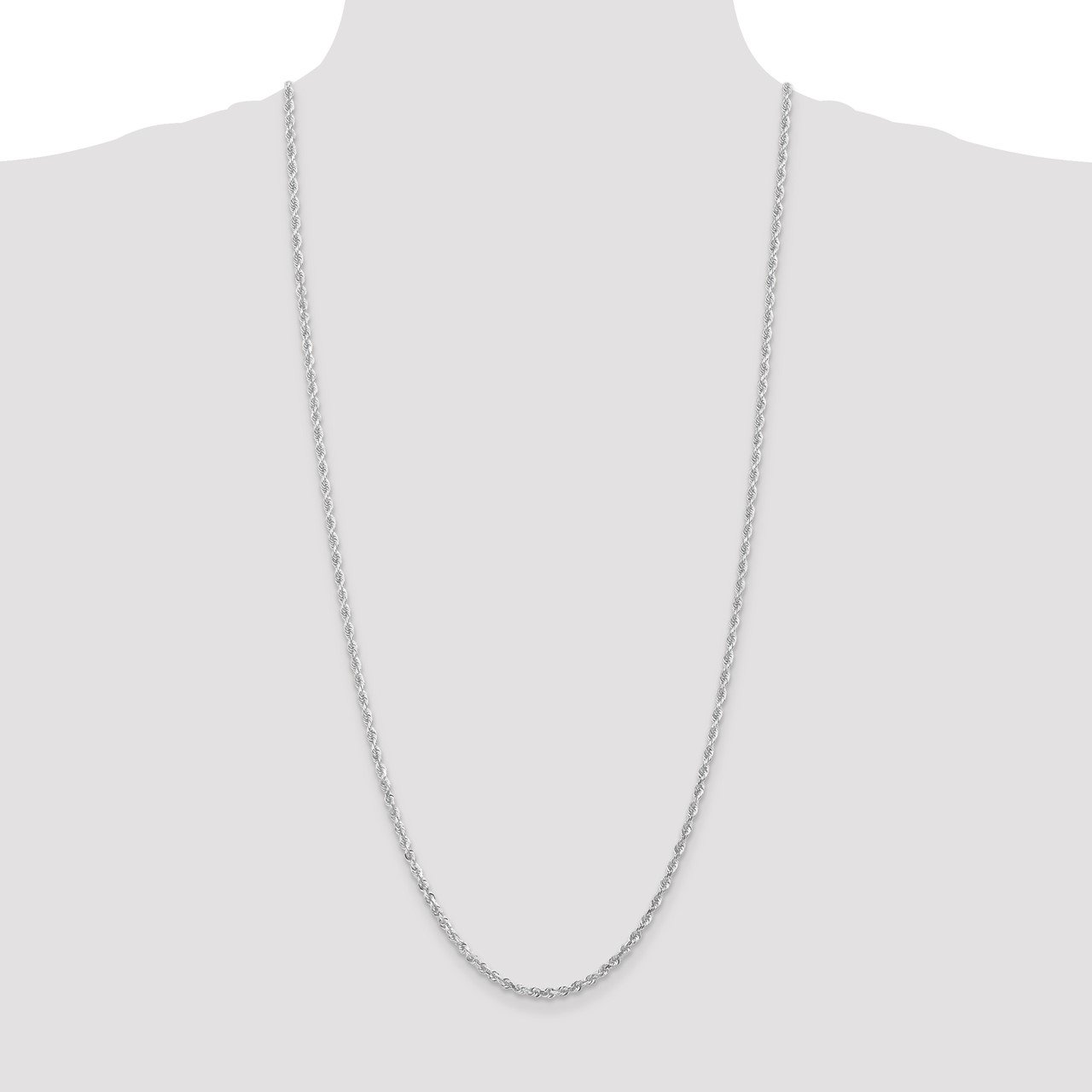 14k White Gold 3.0mm D/C Quadruple Rope Chain-1