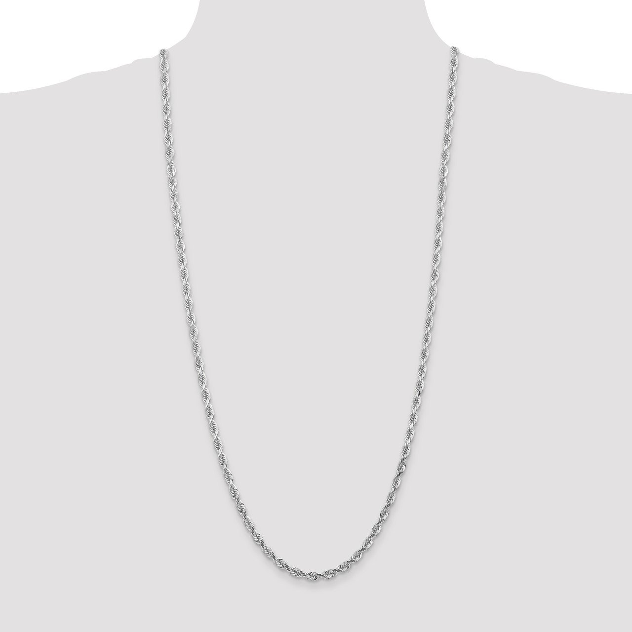 14k White Gold 4.5mm D/C Quadruple Rope Chain-1