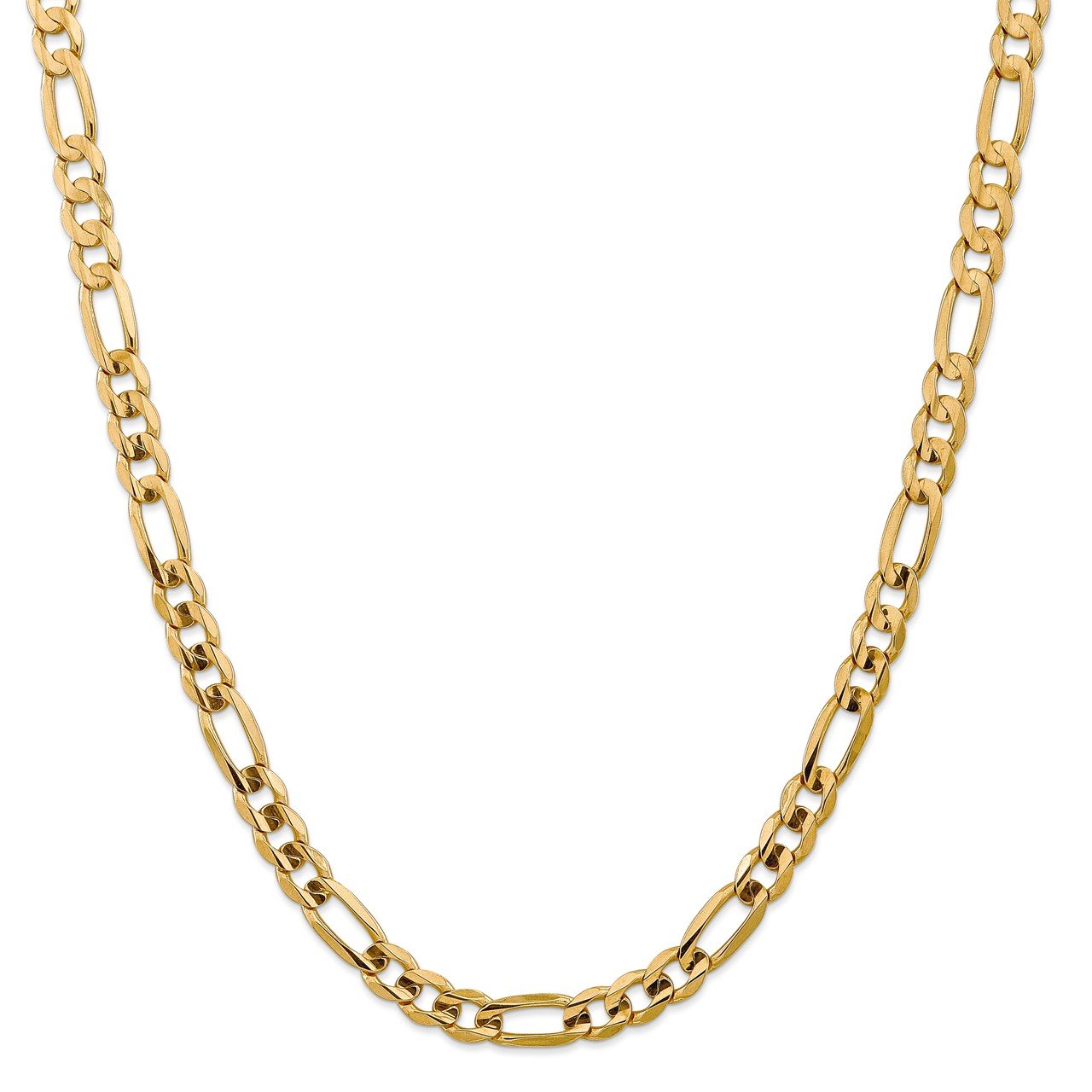 14k 7.5mm Concave Open Figaro Chain