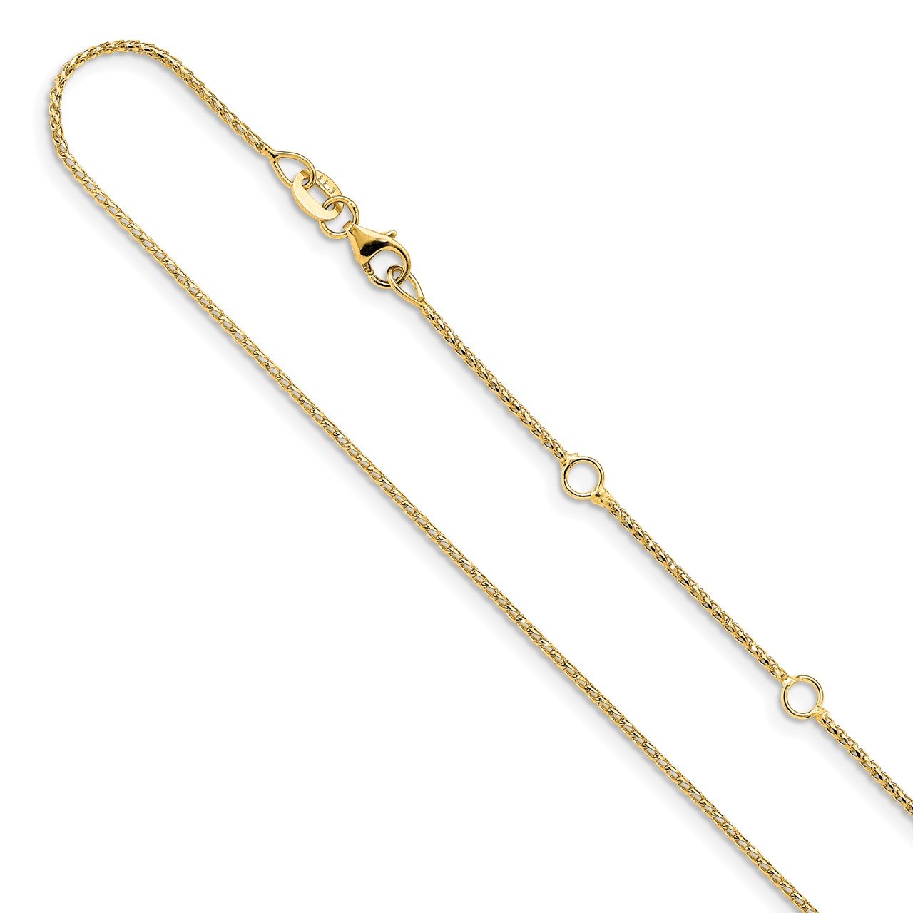 Leslie's 14K 1mm D/C Open Franco 1in+1in Adjustable Chain