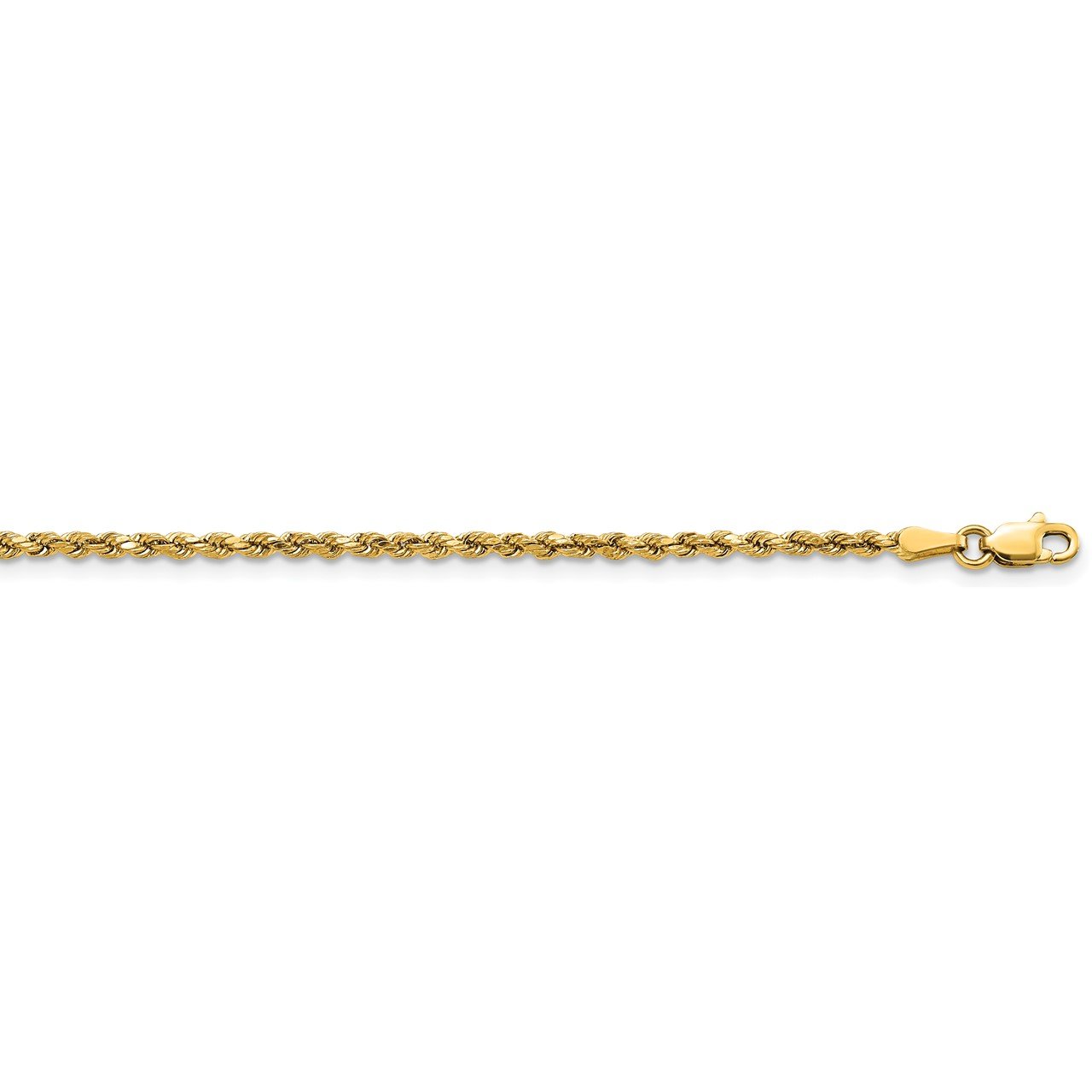 14k 2.25mm Semi-solid D/C Rope Chain