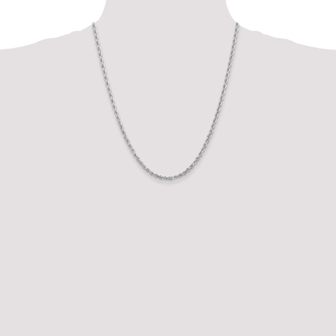 14k White Gold 3.35mm D/C Quadruple Rope Chain-1
