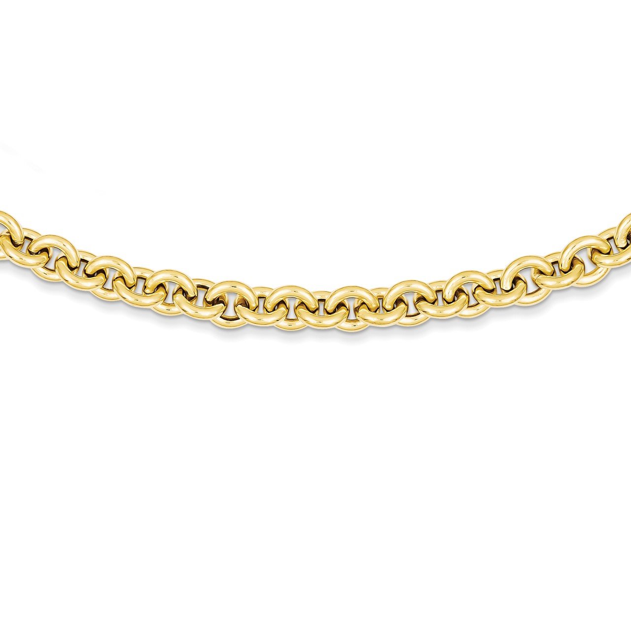 14k 18in 7.25mm Polished Fancy Rolo Link Necklace