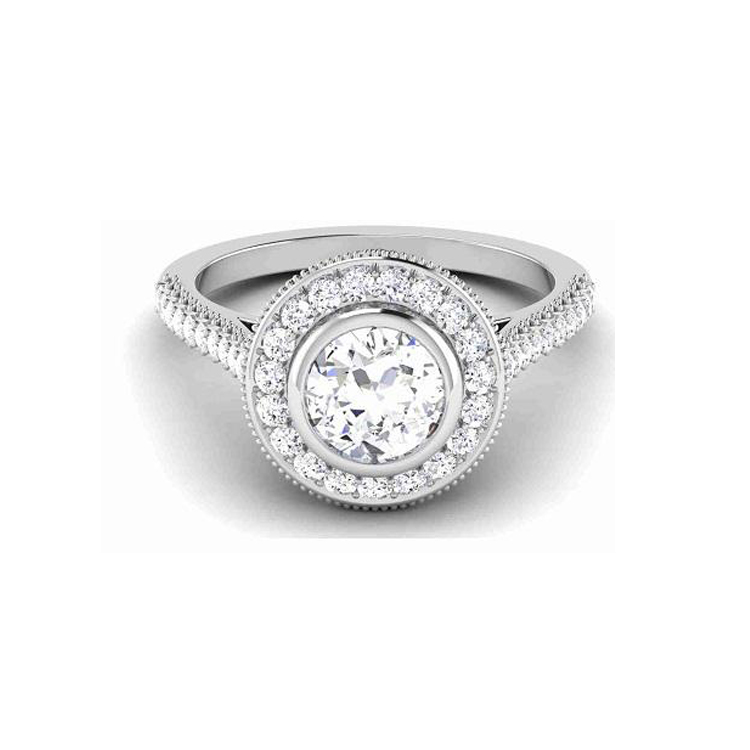 14K White Gold Natural Diamond Engagement Ring (Center Stone Not Included)-5