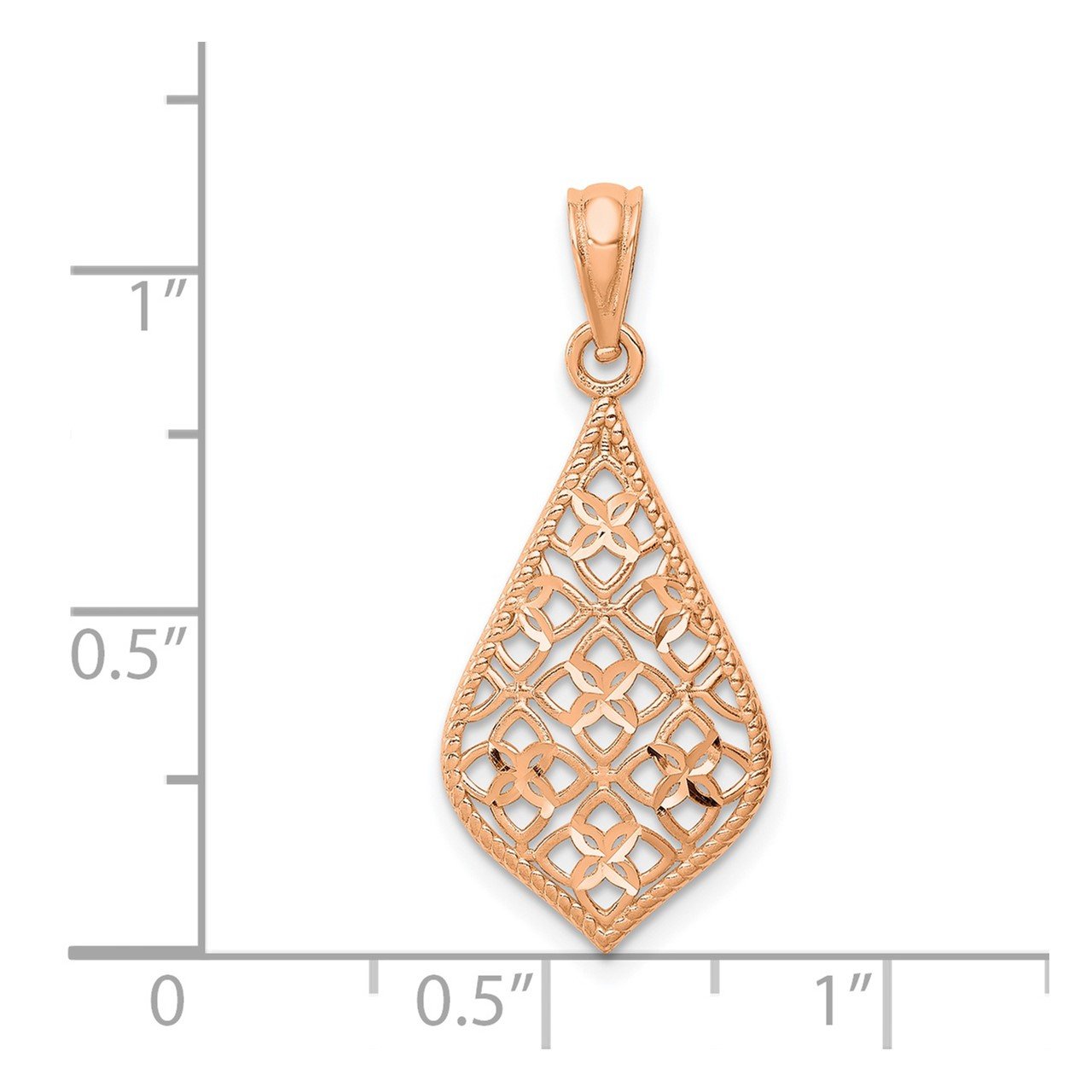 14K Rose Gold D/C Dangle Pendant-2