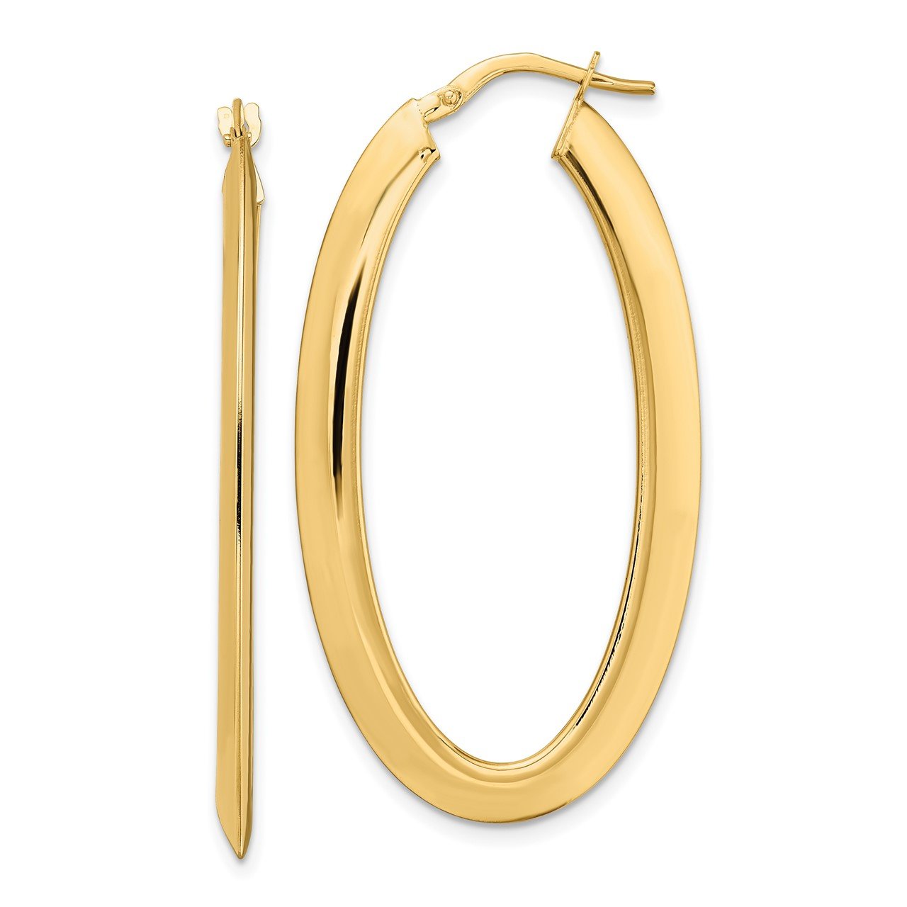 14K Polished Oval Hoop Earrings
