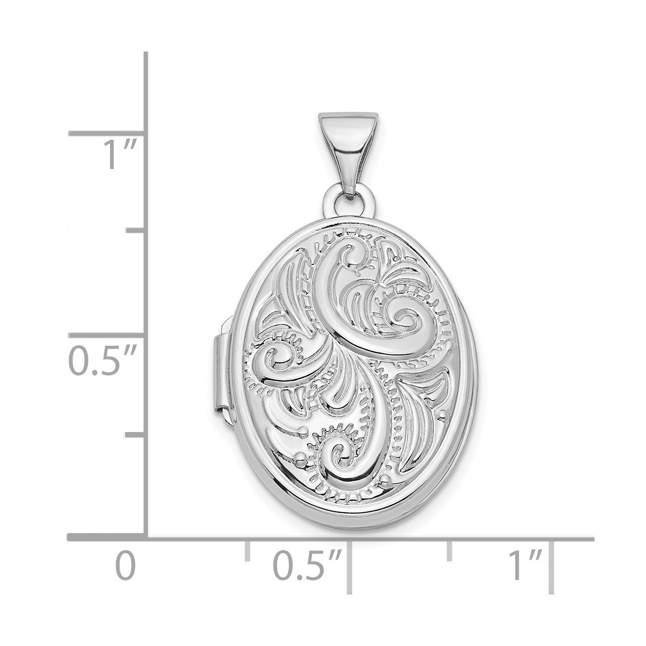 14k White Gold Swirl Design 21mm Oval Locket-2