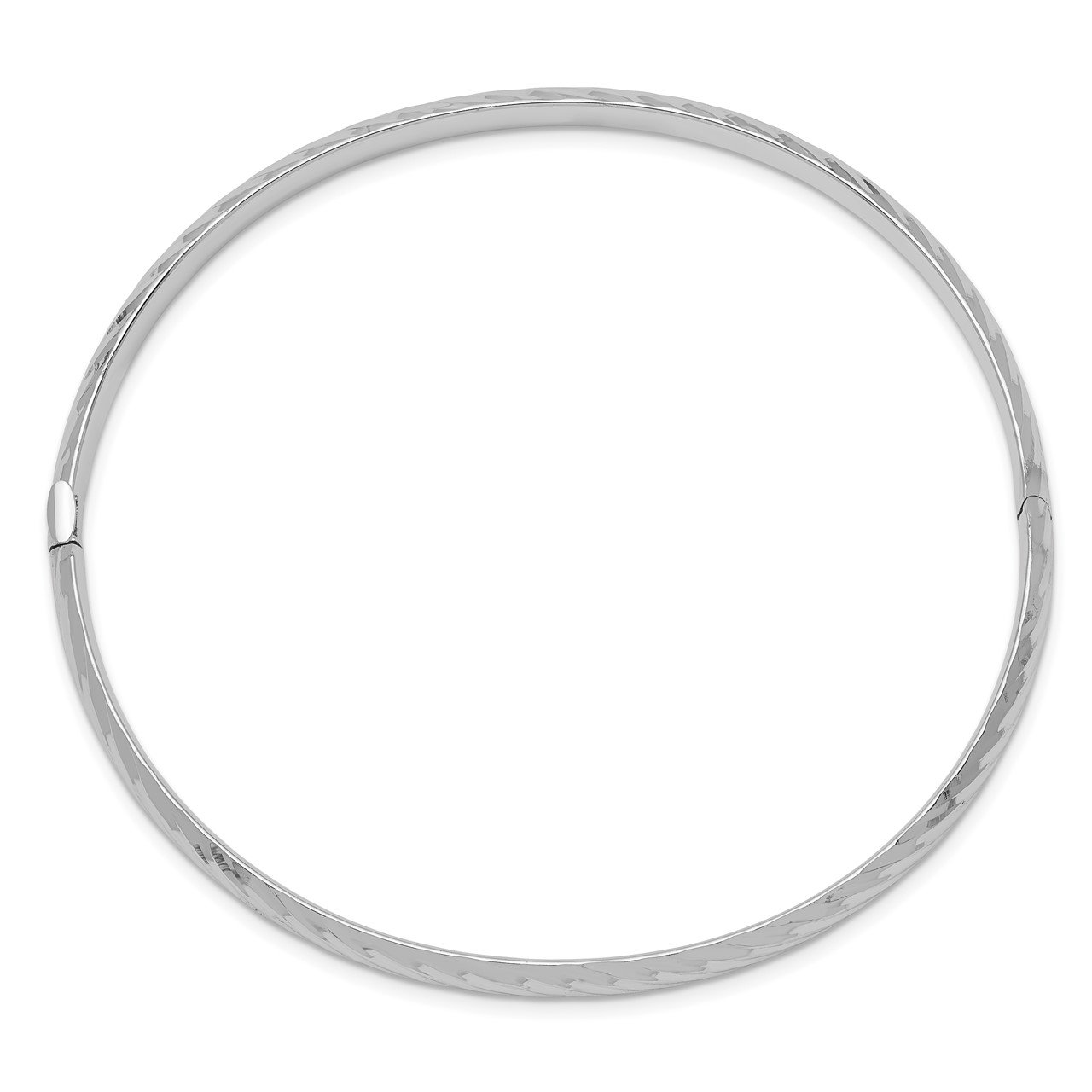 14k White Gold 3/16 Textured Hinged Bangle-1