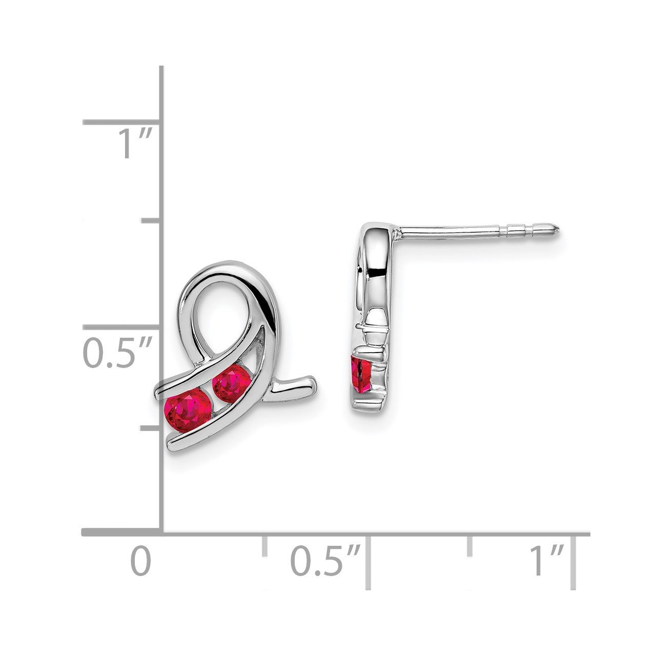 14k White Gold Created Ruby Earrings-1