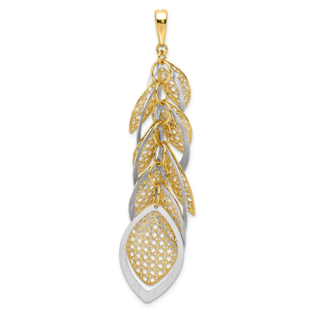 Leslie's 14K Two-tone Polished and Brushed Filigree Pendant-2