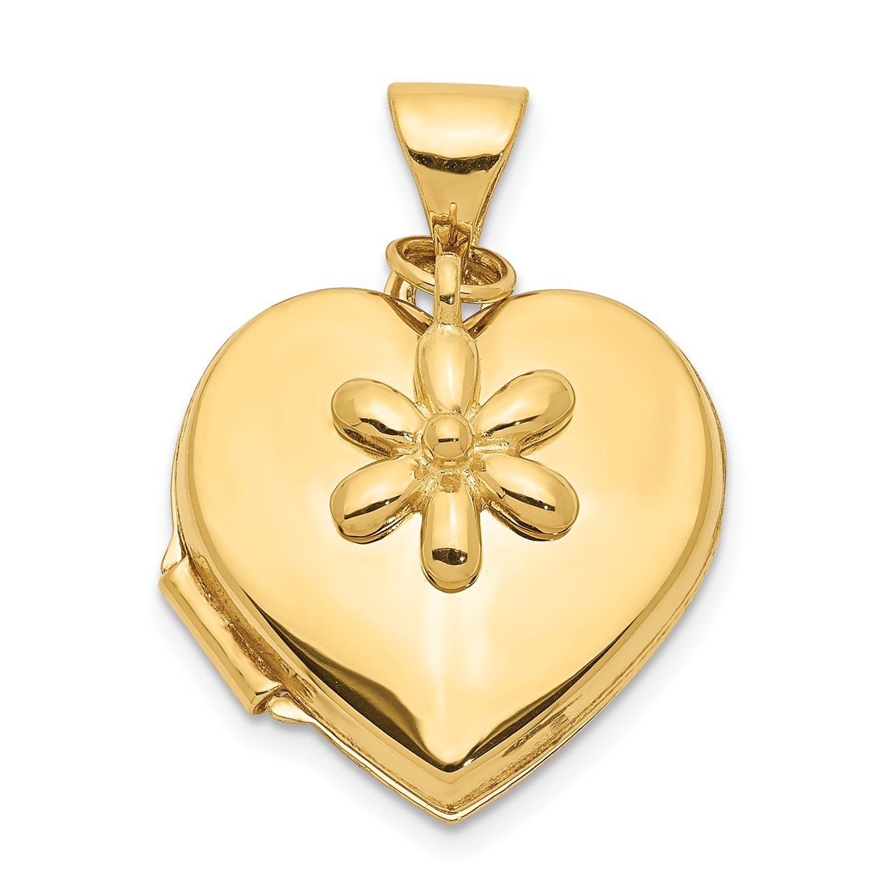 14k 15mm Heart with Flower Dangle Locket