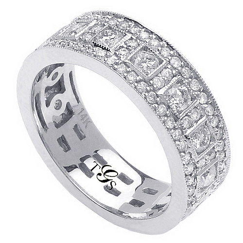 14K White Gold Diamond Band