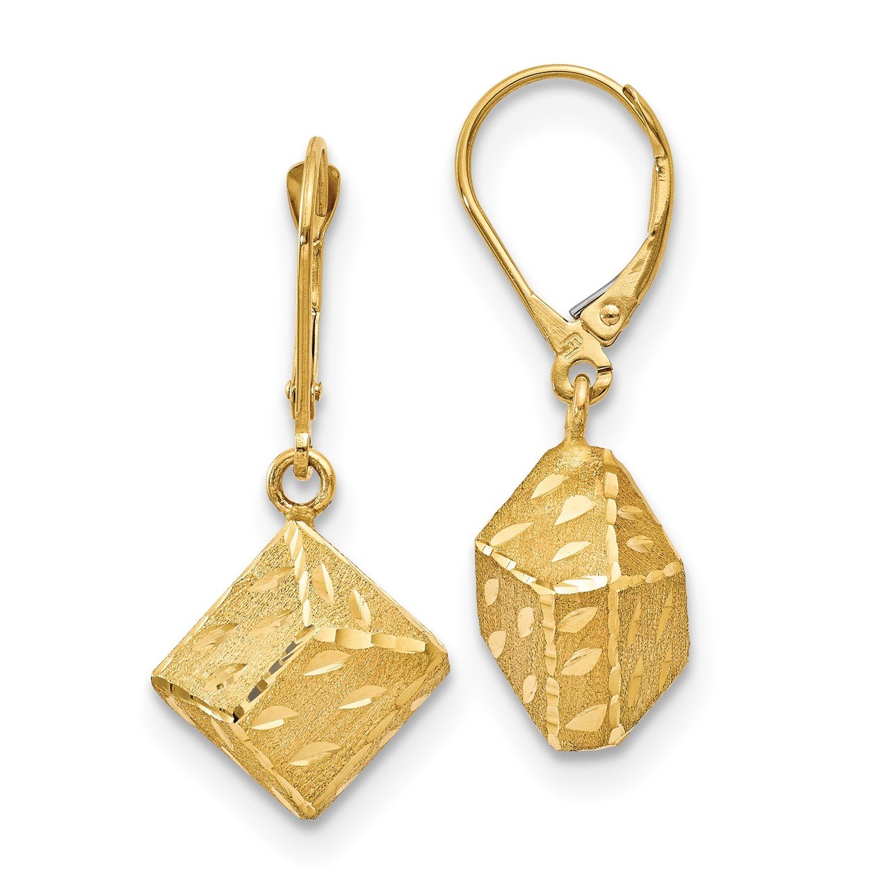 Leslie's 14K Polished and Brushed D/C Leverback Earrings