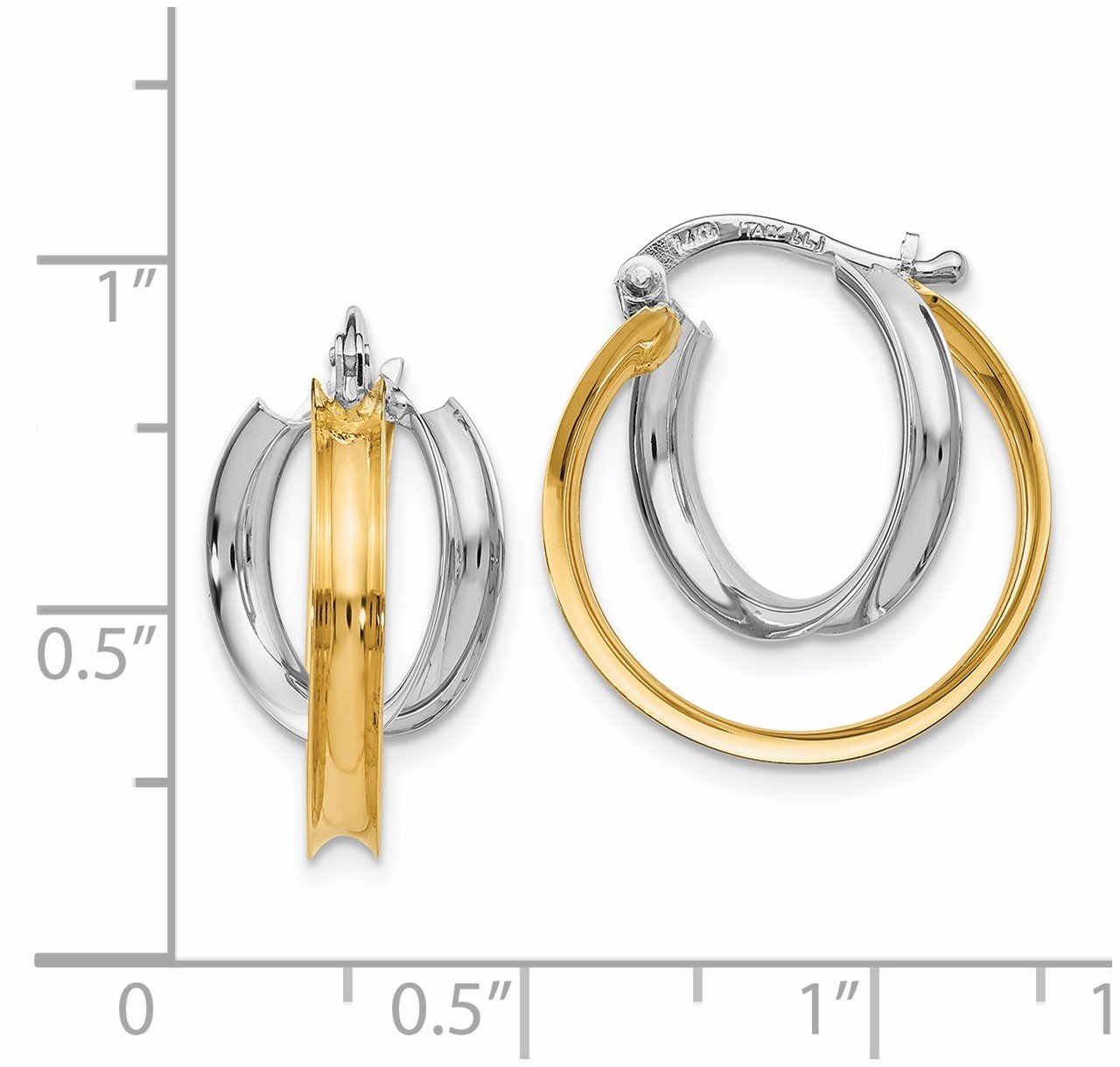 Leslie's 14k Two-tone Polished Double Twist Circle Hoop Earrings-2