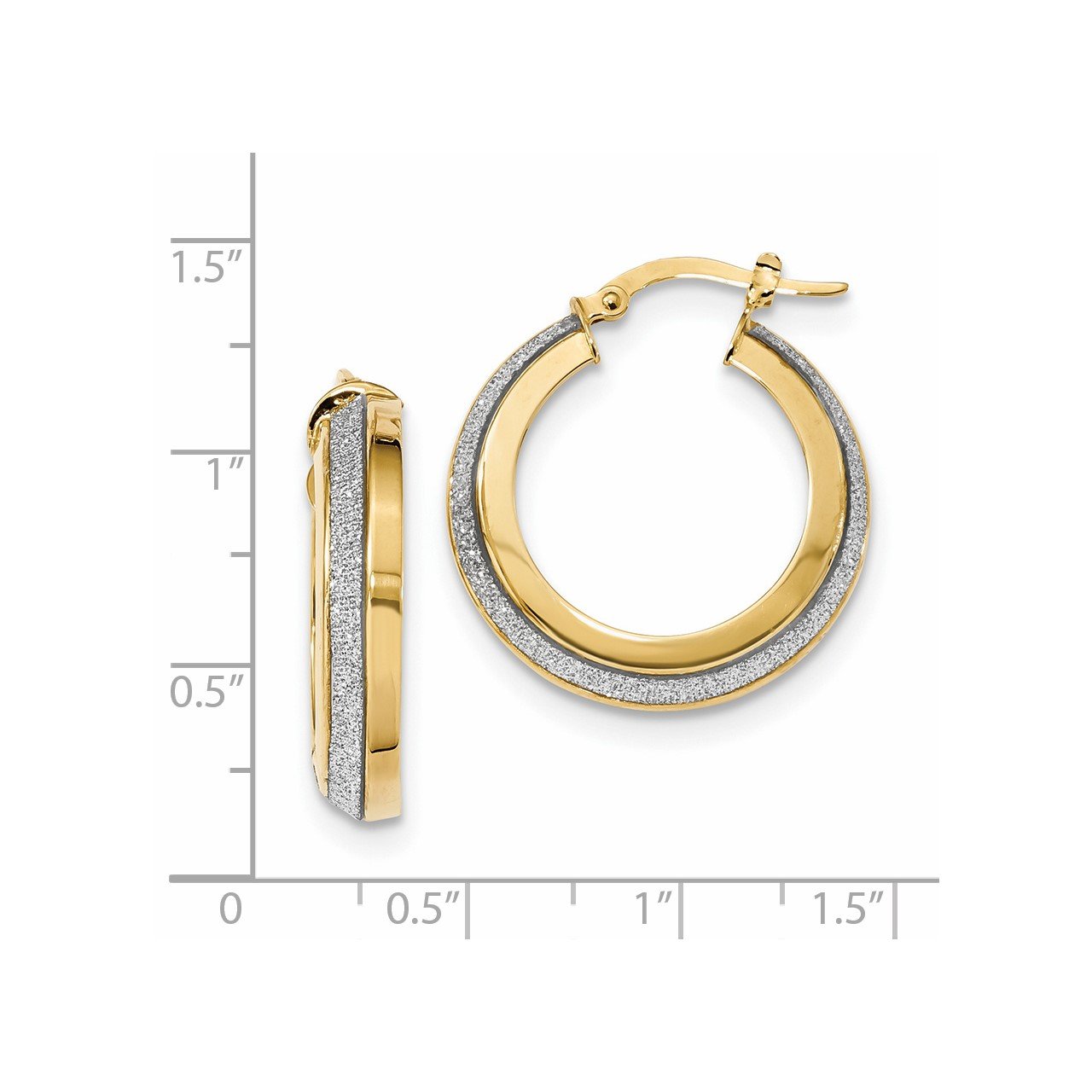 14k Polished Glitter Infused Circle Hoop Earrings-1