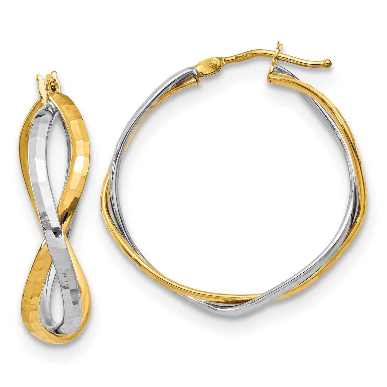 Leslie's 14K Two-tone Polished Criss Cross Hoop Earrings