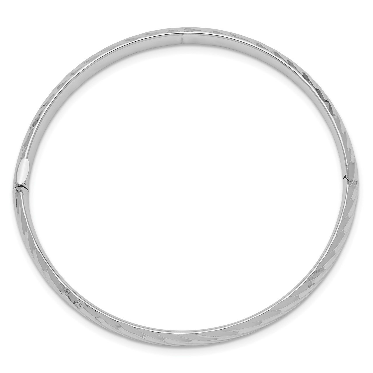 14k White Gold 3/16 Textured Children's Hinged Bangle-1