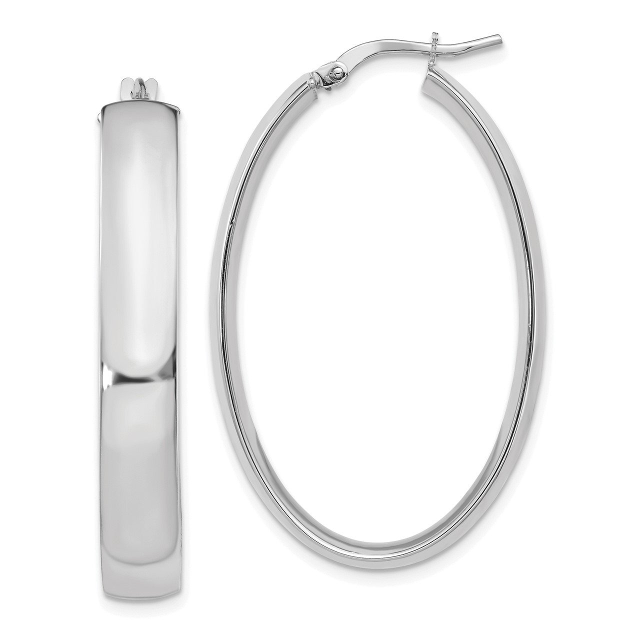 Leslie's 14K White Gold 6mm High Polished Oval Hoop Earrings
