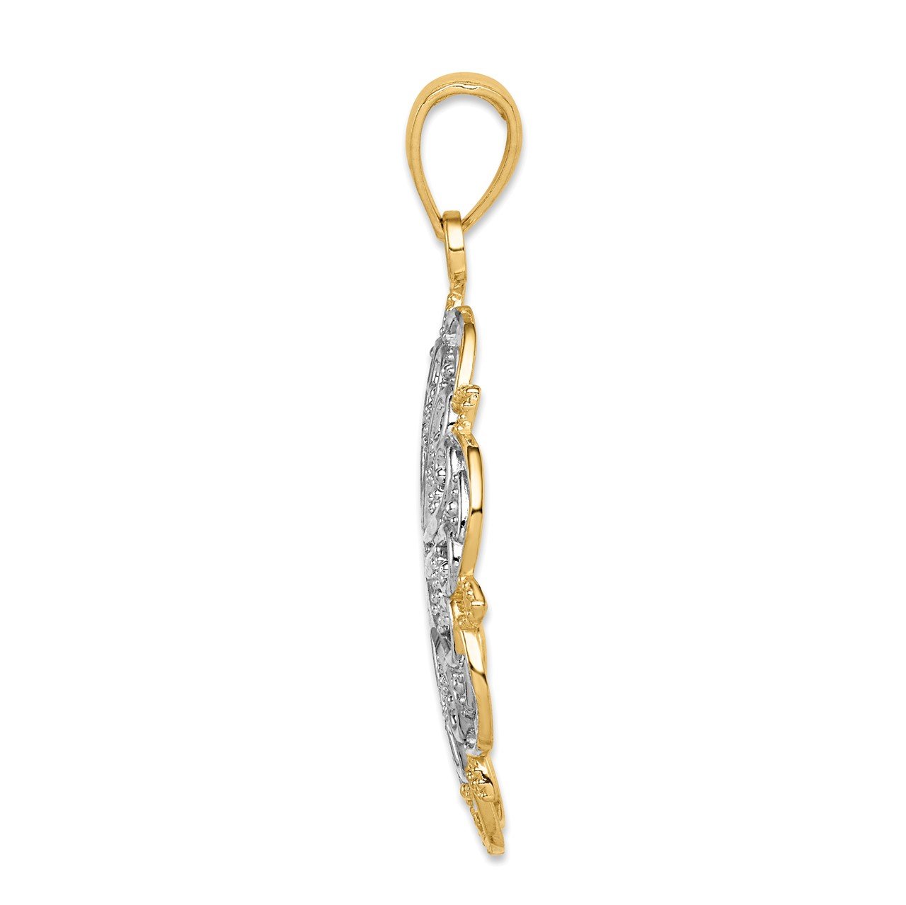 14K with Rhodium Filigree Hearts with Scalloped Edge Pendant-1