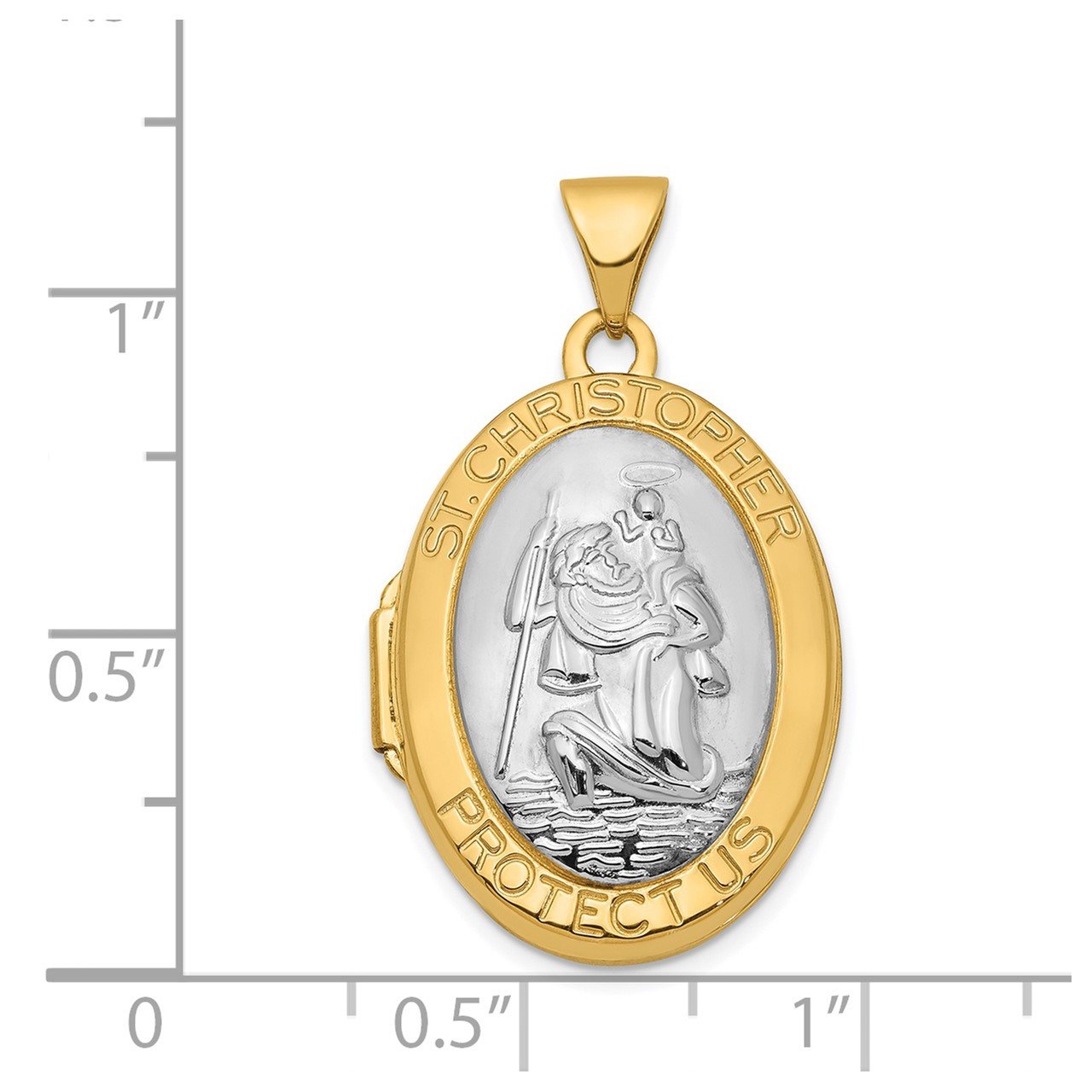 14K Two-tone 23mm Saint Christopher Locket Pendant-2