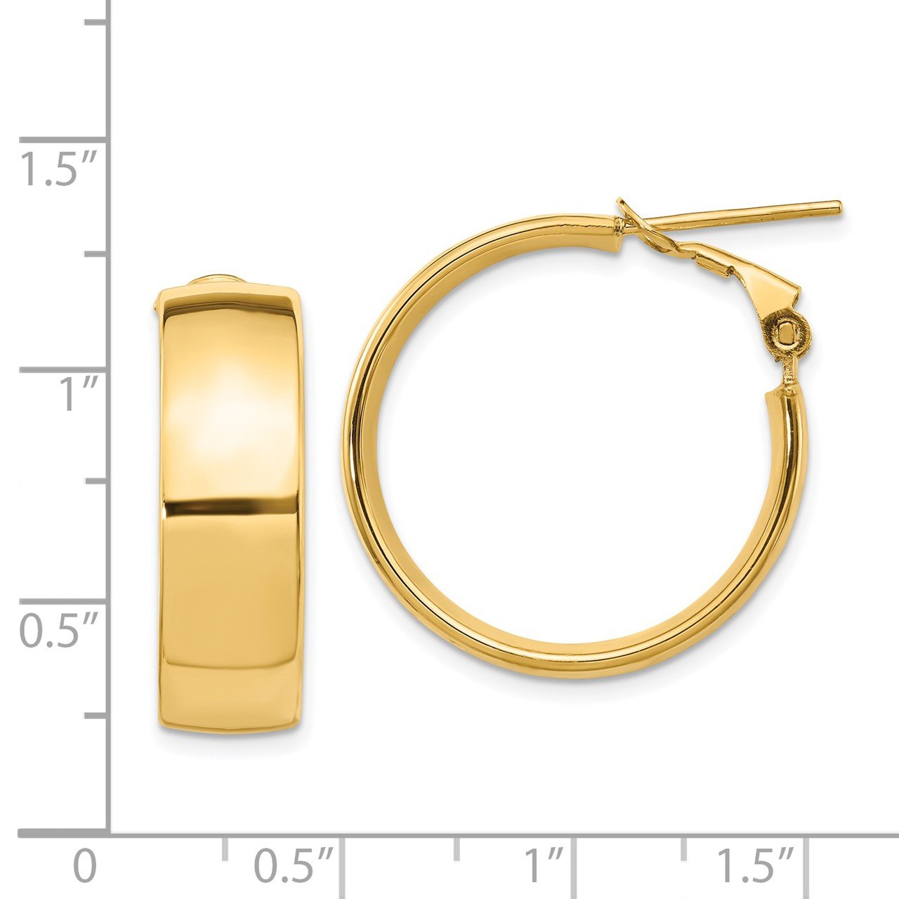 Leslie's 14K 7.75mm High Polished Omega Back Hoop Earrings-2